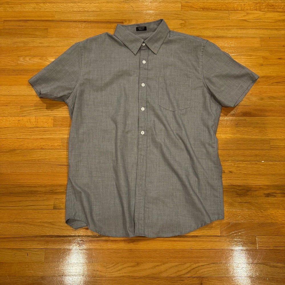 Coofandy Men's Gray Short Sleeve Button-Down Shirt M